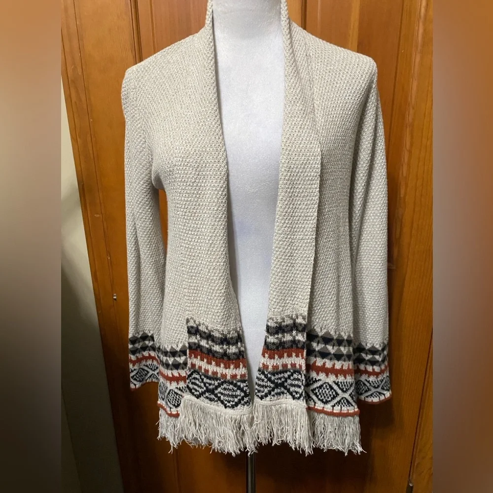Style & Co. Fringe Knit Aztec Print Cardigan - Picture 3 of 6